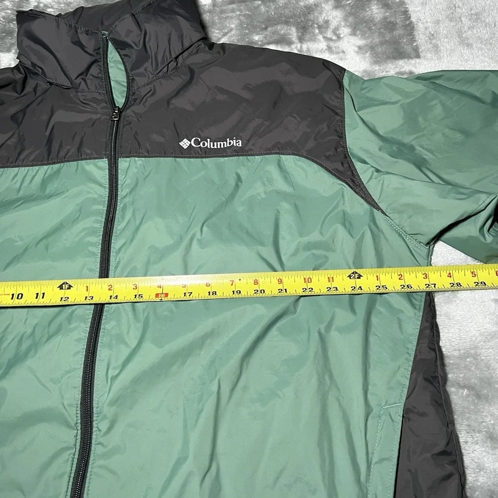 Columbia Jacket Men Size XL Windbreaker Green/Gray Zipper Front Rain Jacket